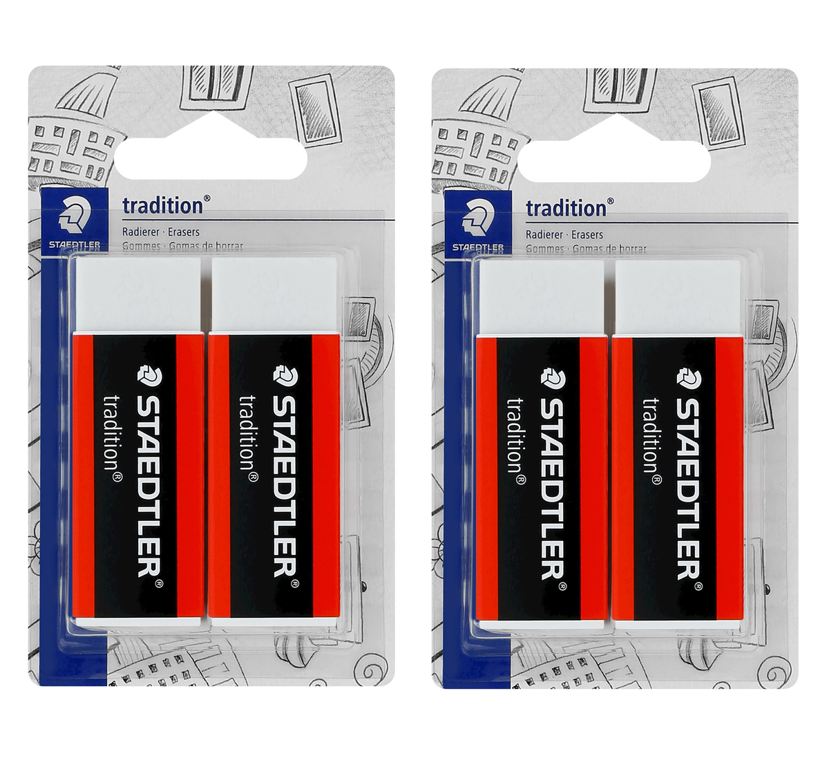 Staedtler Tradition Eraser PVC-Free - 2 Cards of 2 - Total 4